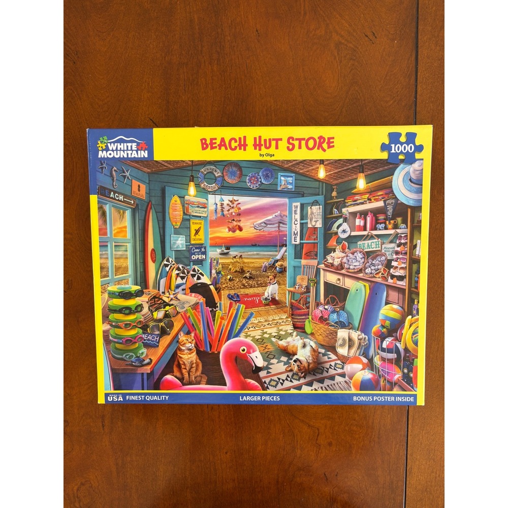 White Mountain Beach Hut Store 1000 Piece Jigsaw Puzzle Olga 2042 USA Made